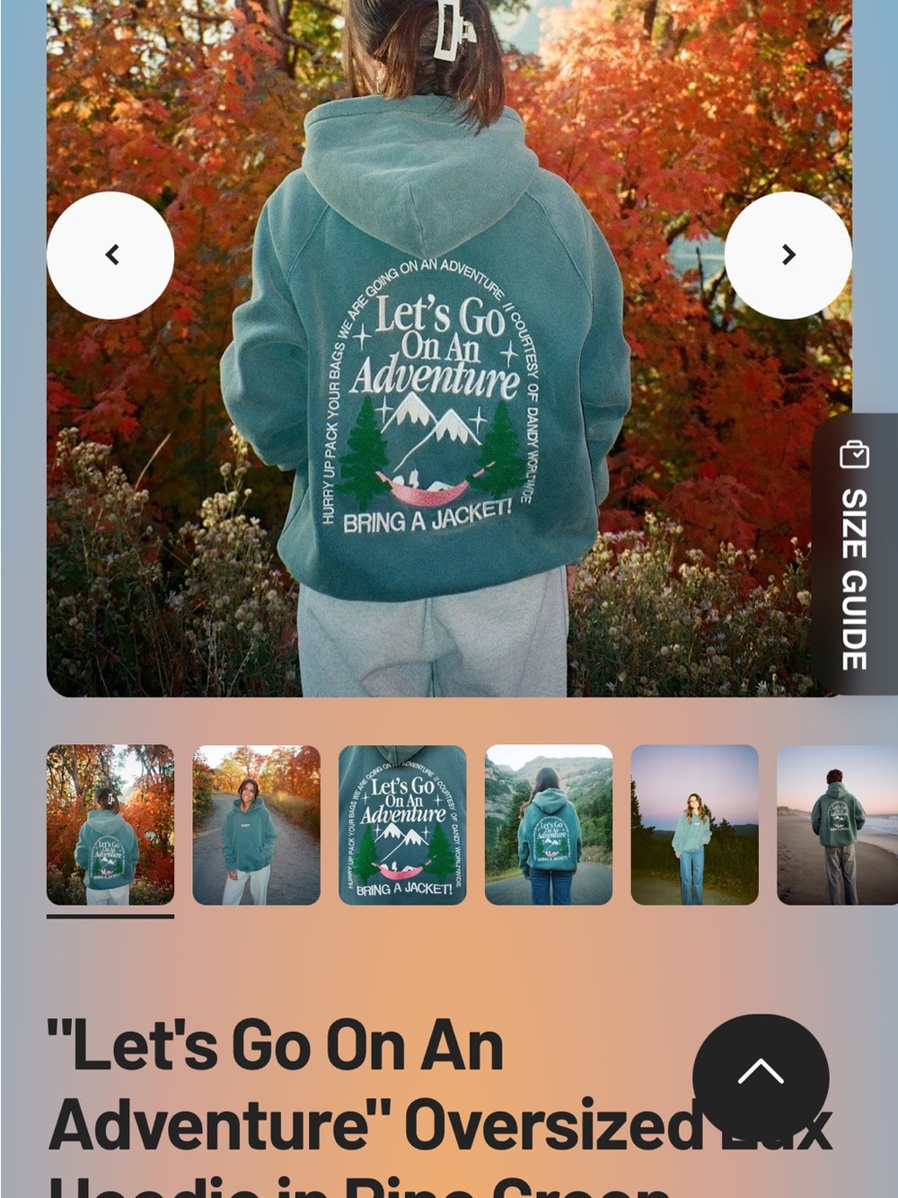 Oversized Pine Green Graphic Hoodie with 'Let's Go On An Adventure' Back Print